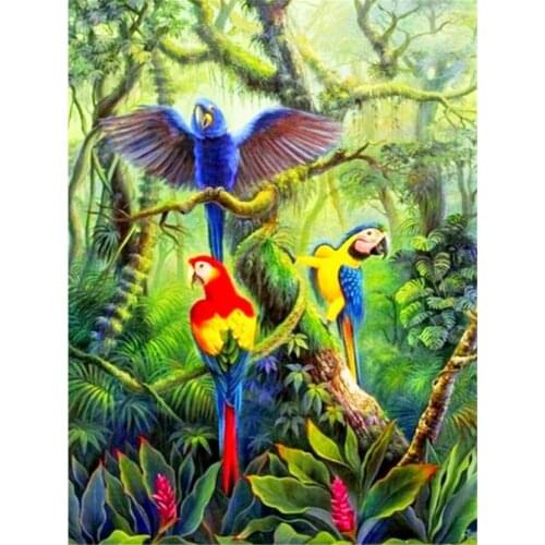 Animal Bird Parrot DIY Embroidery 11CT Cross Stitch Kits Needlework Craft Set Printed Canvas Cotton Thread Home Design