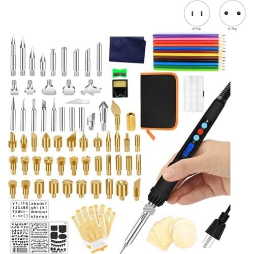 Wood Burning Tool Set DIY LCD Display Burner Adjustable Temperature for Embossing Carving Welding Tip