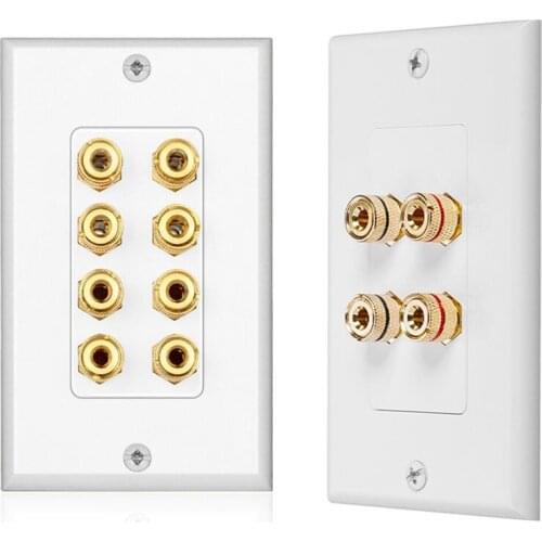 2 Pcs Speaker Wall Plate Home Theater Wall Plate Audio Panel 8 Posts for 4 Speakers & 4 Posts for 2 Speakers