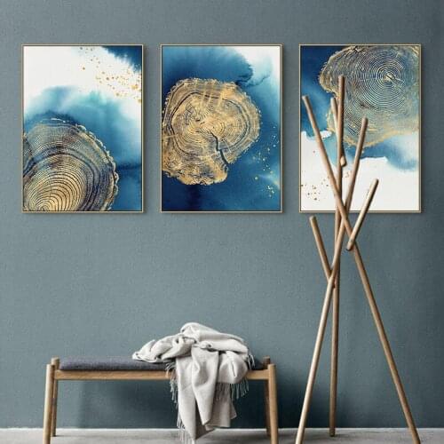 Nordic Abstract Golden rings Wall Art Canvas Poster and Print Canvas for Living Room Morden contracted Home Decor framed