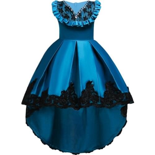New Girls Dress Christmas Party Baby Girls Lace Bowknot Gown Dress Sleeveless Princess Dress 3 4 5 6 7 8 9 10 11 12 13 14 Years