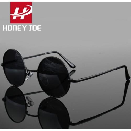 Retro Classic Vintage Round Polarized Sunglasses Men Brand Designer Sun Glasses Women Metal Frame Black Lens Eyewear Driving