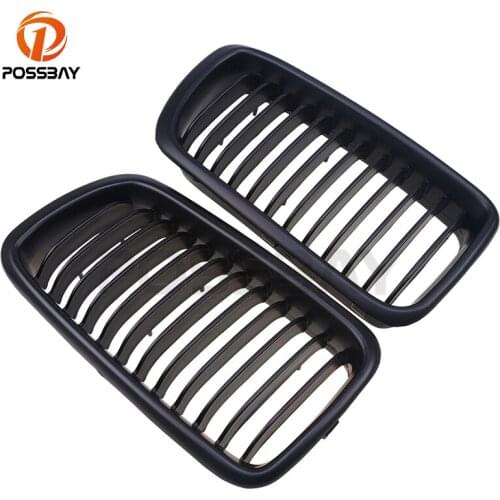 POSSBAY Matte Kidney Front Bumper Hood Grille Car Exterior Decoration For BMW 7-Series E38 Sedan 1994-2001(Including LP/LS/L7)