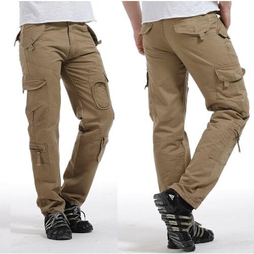 Pop 2019 Casual Joggers Solid Tactical Pants Men Cotton Elastic Trousers Military Style Army Cargo Pants Mens Multi-Pocket