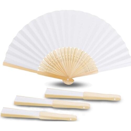 80pcs Folding Dance Wedding Party Elegant Fabric Hand Fan Favors Lace Silk Hand Held Solid Color Fan Bamboo rib 21cm