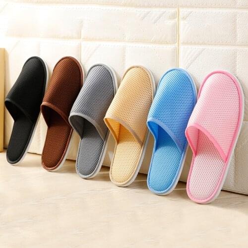 2020 Classic Simple Unisex Slippers Hotel Travel Spa Portable Men Slippers Disposable Home Guest Indoor Mesh Fabric Men Slipper