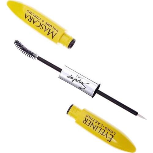 2 In1 Mascara Primer Waterproof Non-smudged Thick Curling Long Eyelashes Spiral Head Eyeliner Eyes Cosmetic Women Make Up Tool