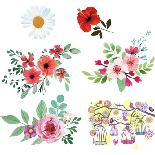 Fashion Iron on Patch Lot Flower Patches Boys Girls Washable Clothing Decor Heat Transfer Vinyl Badges Accessory Kids Clothes F