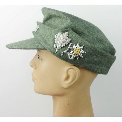 WWII WW2 German Wh Em M43 Panzer Wool Field Military Cap Edelweiss Sniper Leaf Badge Military Store 5605101