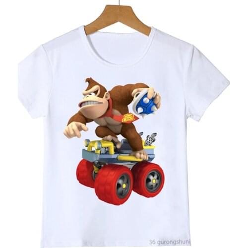 Funny Boys and Girls Cartoon Monkey Print Graphic T-shirt Children Fun Harajuku T Shirt Summer Fashion Tshirt Kids Clothes