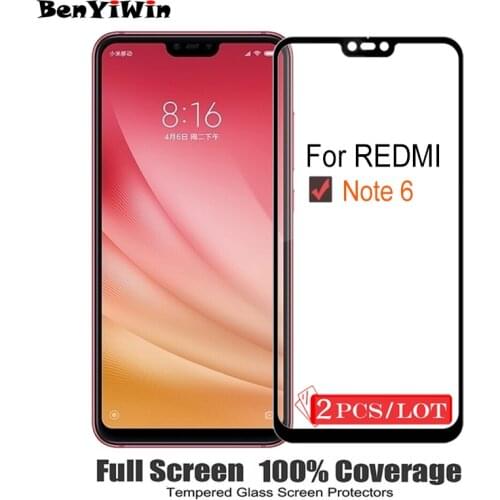 2PCS Full Cover Tempered Glass for Xiaomi Redmi Note 6 Screen Protector 9H on Protective Glass Case for Redmi Note6 Glass Film