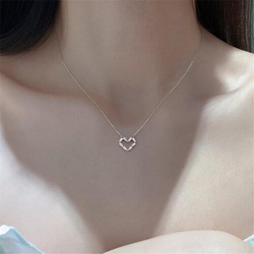 Fashion Link Chain Choker Necklaces For Women 925 Sterling Silver Heart Pendants Statement Wedding Jewelry dz609