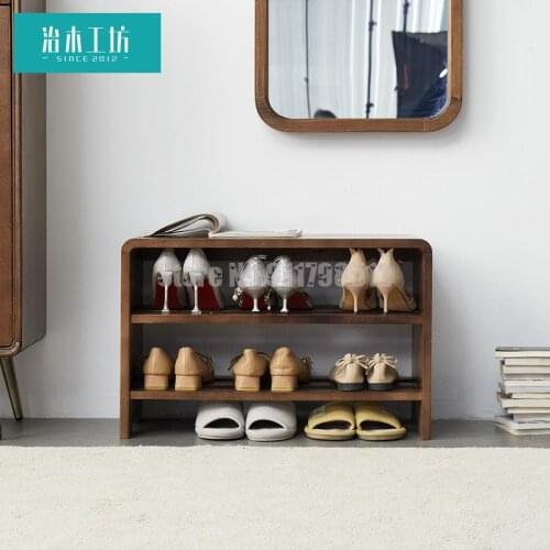 Zhimu workshop solid wood shoe changing stool shoes kitchen shoe stool solid wood stool shoe rack long stool bench Nordic minima