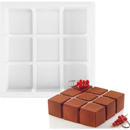 1PCS Hot Silicone Mold 9 Cells Chocolate Mold Fondant Patisserie Candy Bar Mould Cake Mode Decoration Kitchen Baking Accessories