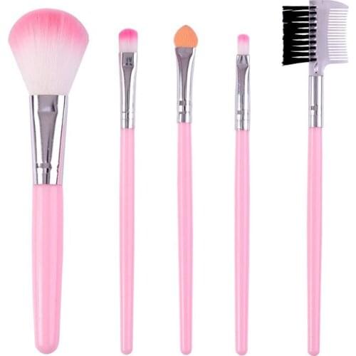 100set/lot 5pcs Multi Pink Eyebrows Eye Shadow Cosmetic Brush Suit Synthetic Fiber Makeup Appliances Cosmetic Tools HA1919