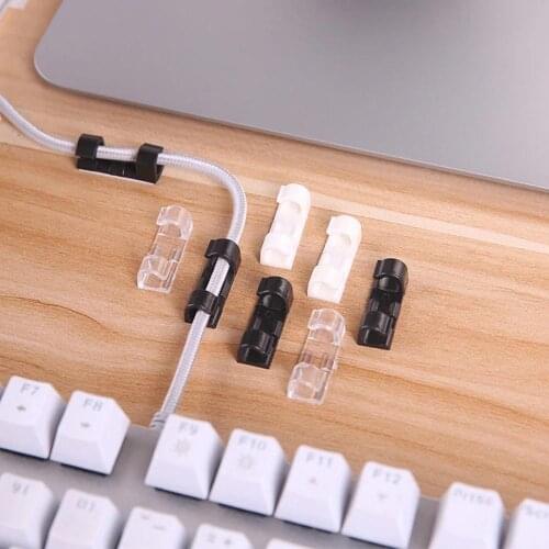 High Quality 20Pcs Self Stick Wire Cable Cord Clips Clamp Table Wall Tidy Organizer Holder for Home Network- Data
