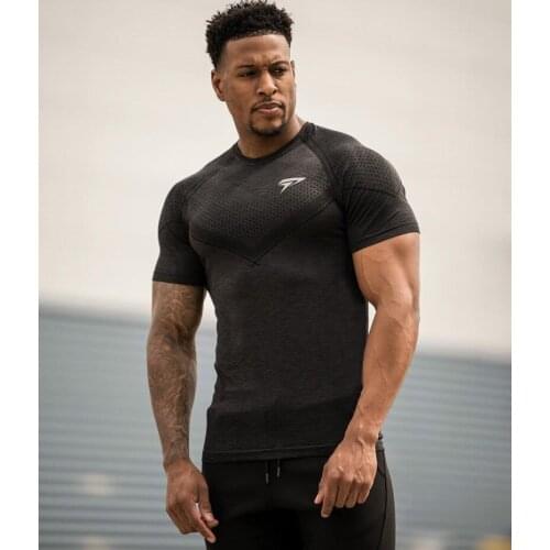 2021 New Sports Shirt Compression gym T Shirt Men summer Skinny T-shirt Quick Dry short sleeve T-Shirt Workout Casual T-Shirt