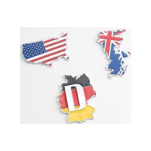 3D Metal America US UK Germany Flag Auto Emblem Badges Decal Sticker Car Accessories