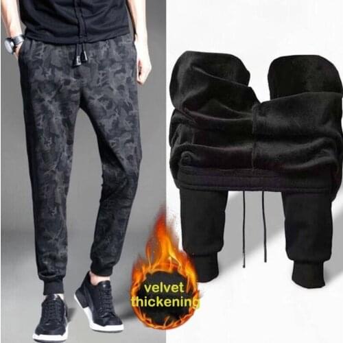 Plus velvet casual plus size sports trousers Mens Athletic Pants Plush Lined Thick Trousers Joggers Winter Slim Fit Casual 2021
