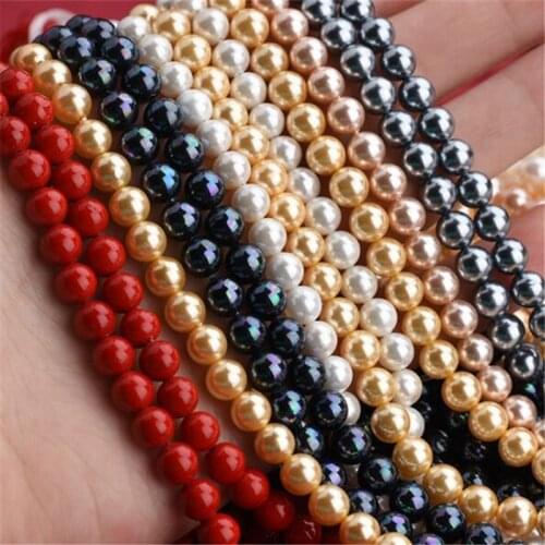 Multicolor White Shell Pearl Beads Natural Shell Round Loose Spacer Beads for Jewelry Making DIY Necklace Bracelet Earrings 15