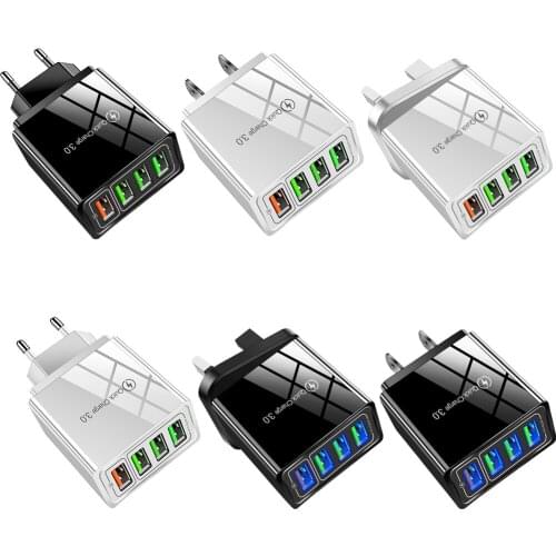 Mobile Phone Charger Fast Charging Adapter 4USB Phone Charger 5.1A USB Power Adapter 3.0 Fast Charge Multi-port Charging