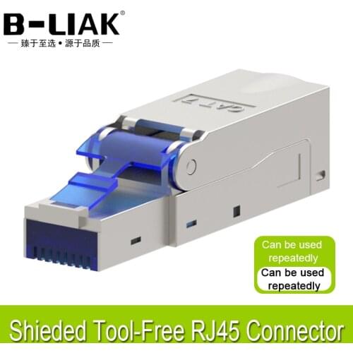 Cat6A Cat7 Cat8 Rj45 Connector Ethernet Plug Adapter Tool-Free Crimping Shielded Crystal Head 8P8C Network Ethernet Cable plug