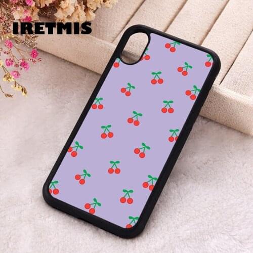 Iretmis 5 5S SE 2020 Phone Cover Case for iPhone 6 6S 7 8 Plus X Xs XR 11 12 Mini Pro Max Rubber Silicone Cherrie Purple