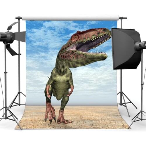 Dinosaur Backdrop Jurassic Period Dry Land Blue Sky Fairytale Backdrops Cartoon Photography Background