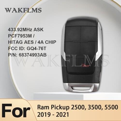 For Dodge Ram Ram Pickup 2500 3500 5500 433MHz ASK PCF7953M GQ4-76T P/N:68374993AB Smart Key Car key