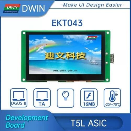 DWIN EKT043 T5L1 evaluation board with WiFi module interface Keil online, 4.3 Inch display
