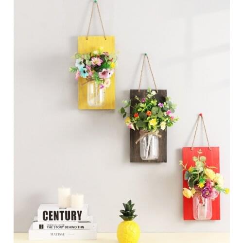 European Style Simulation Flower Board Wall Hanging Home Decoration Mason Glass Bottle-shaped Clay Container Lamp