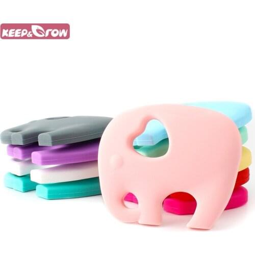 Keep&Grow 1Pc Elephant Shaped Baby Teethers BPA Free Baby Teething Toys Food Grade Silicone For Nursing Nipple Chain Making