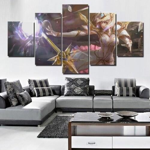 Prints Pictures Home Wall Artwork Modular Poster 5 Panel Japan Cartoon Characters Paintings On Canvas Living Room Decor Framed