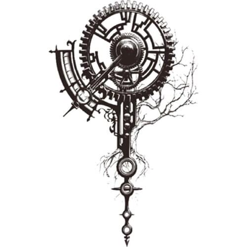 Creative Gear Compass Waterproof Temporary Tattoo Sticker Black Root Design Fake Tattoos Flash Tatoos Arm Body Art for Women Men