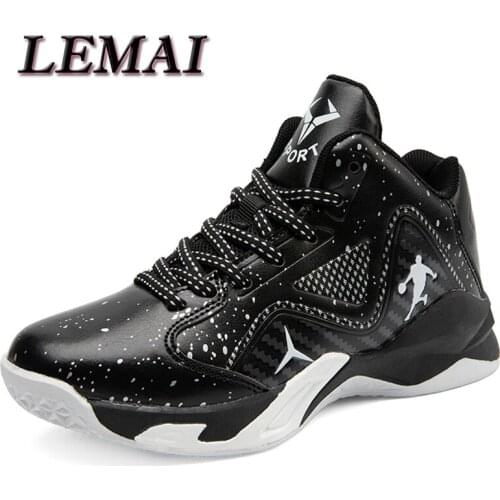 LEMAI Leather Boys Kids Sneakers Basketball Shoes Non-slip Thick Sole Girls Children Sport Shoes Child Boy Girl Basket Trainer