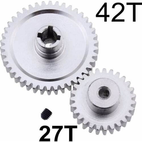 Metal Diff Main Gear 42T Spur Reduction + 27T Pinion Gear For 1/18 WLtoys A959-B A969-B A979-B K929-B Upgrade Parts