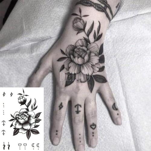 Fashion Water Transfer Tattoo Warm White Flower Body Makeup Large Size Tattoos Waist Temporary Tatoo Sticker for Woman Men