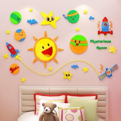 Cartoon 3D acrylic wall sticker childrens room bedroom decoration kindergarten background decoration wall sticker
