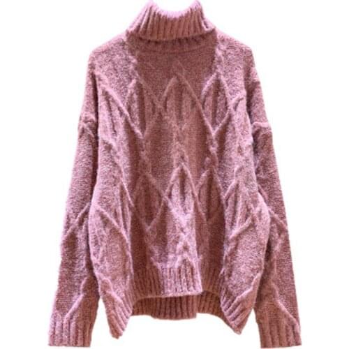 Newest Women Pullover Sweaters Sweet Turtleneck Long Sleeve Knitted Loose Sweater Tops Winter Ladies Jumper Swearters