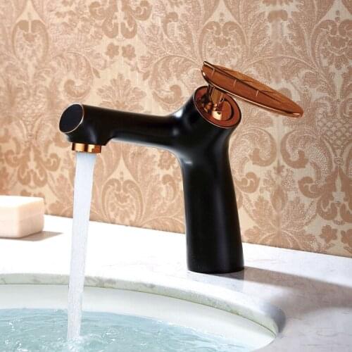 New basin faucet Brass unique design Antique Black and Rose Gold finish hot and cold single lever sink faucet bathroom basin tap