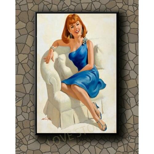 P239 Vintage Beautiful Pin-up Girl Classic Picture 366 Silk Fabric Poster Art Decor Indoor Painting Gift