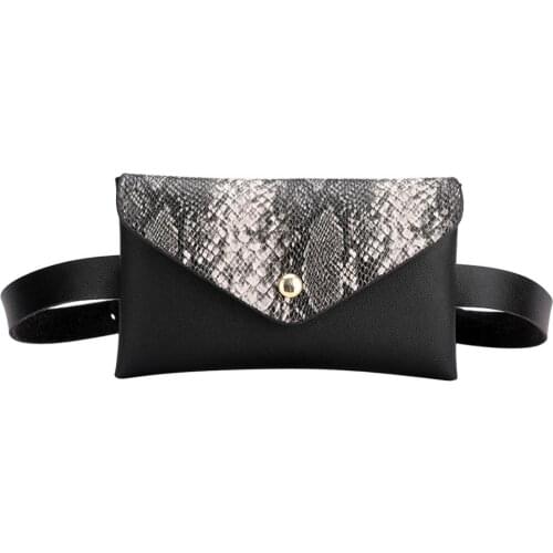 Snake Pattern Shoulder Waist Bags Fanny Belt Packs Phone Pouch Women Flap PU Leather Crossbody Casual Messenger Chest Bags