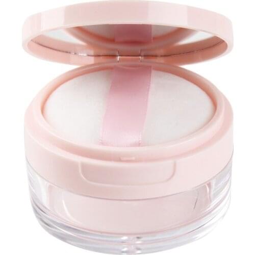 30G 8pcs/lot Empty Pink Loose Powder Case with Mirror,DIY Plastic Portable Cosmetic Powder Jar n Flip Cap, High-end Beauty Tool