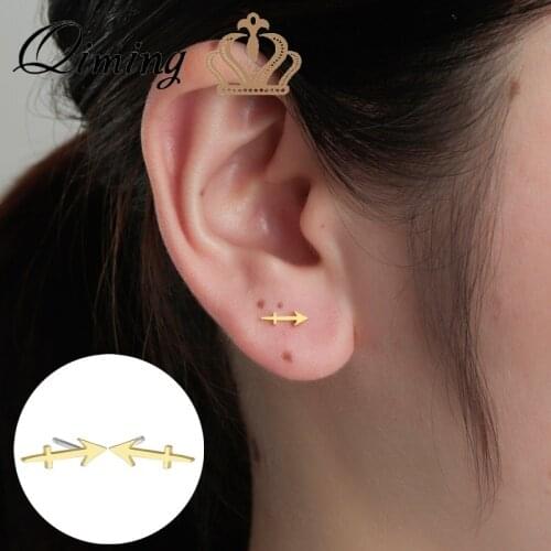 QIMING Astrology Earring Horoscope Sagittarius Vintage Earrings Women Ladies Gold fashion Cheap Jewelry Accessories