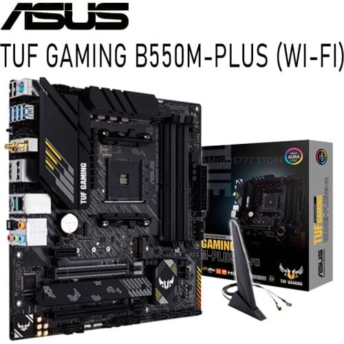 Socket AM4 Asus TUF GAMING B550M-PLUS Motherbaord DDR4 128GB M.2 SSD CHAI USB3.2 Gen2 Overlocking CrossFireX AMD B550 Placa-Mãe