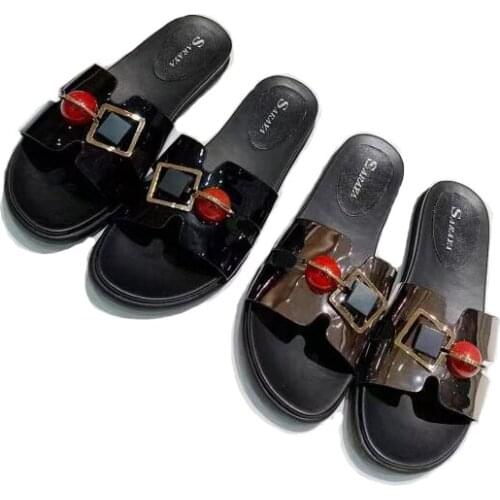 Summer Slides Women Fashion Flat Sandals Comfortable leather Sole High Quality PVC upper Beautiful Slippers For Ladies