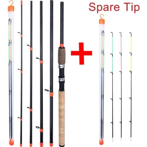 Sougayilang New Feeder Fishing Rod Lengthened Handle 6 Sections Fishing Rod L M H Power Carbon Fiber Travel Rod Fishing Tackle