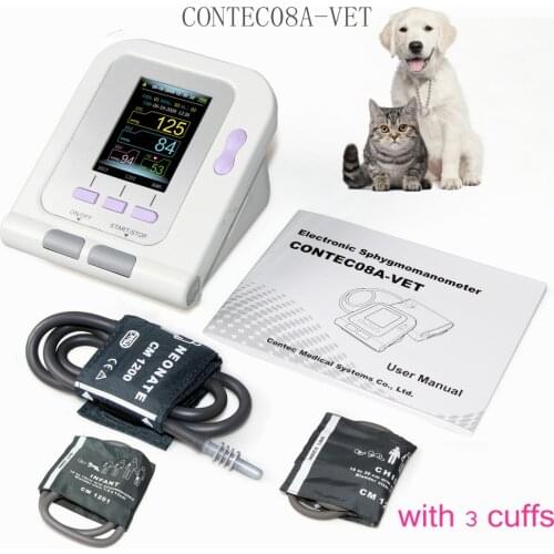 Vet Veterinary OLED digital Blood Pressure & Heart Beat Monitor NIBP CONTEC08A-VET +3 cuffs