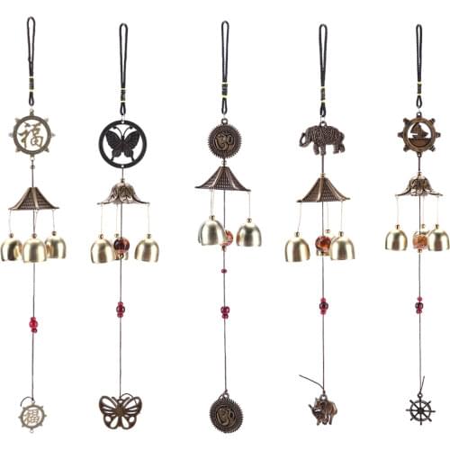 67cm Living Wind Chimes Outdoor Garden 4 Tubes Bells Antirust Copper Antique Windchime For Home Yard Decor Hanging Decoration