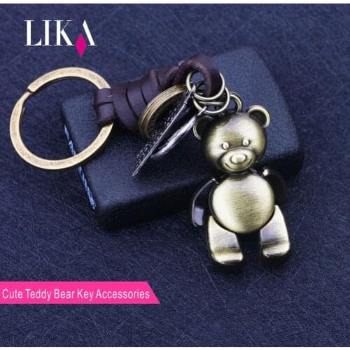 LIKA Vintage Bronze Keychain Key Accessories Cute Teddy Bear Key Pendant Women Mens Bag Accessories Car Key Pendant Good Gifts